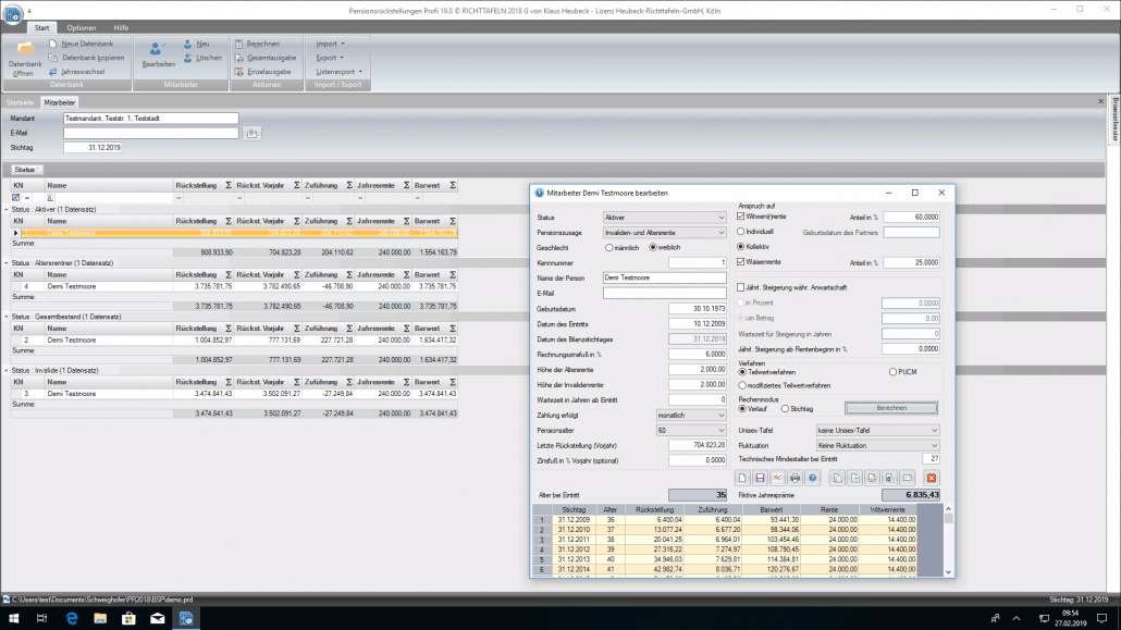 PENSIONSRÜCKSTELLUNGEN | Schweighofer Manager-Software